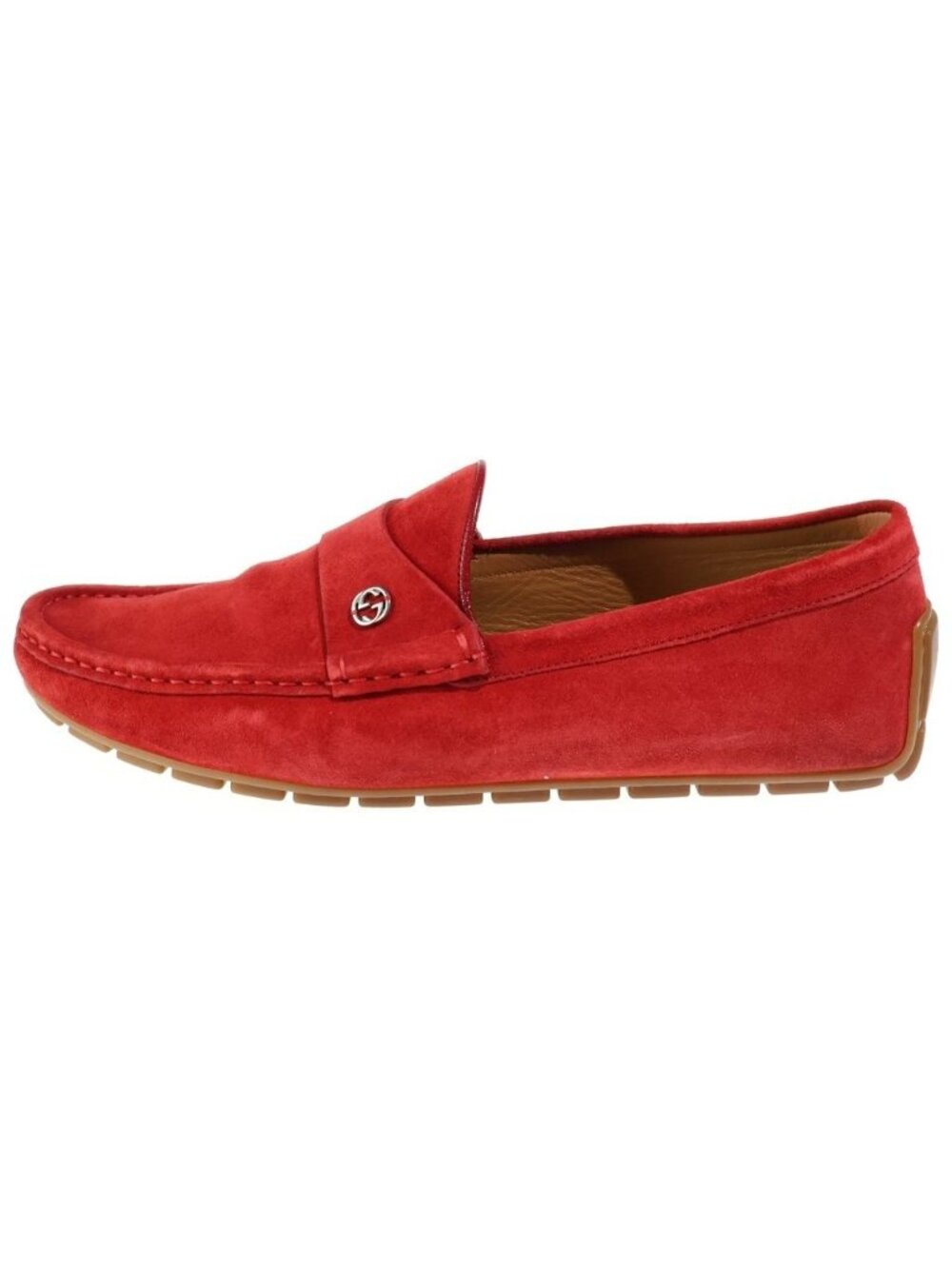 Gucci Interlocking G Suede Loafers Red